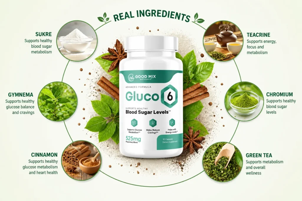 Gluco6 Review Real Ingredients Image